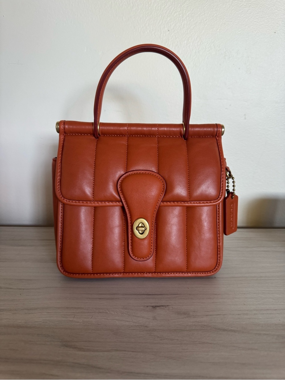 Classic Quilted Top-Handle Bag - Burnt Orange Leather